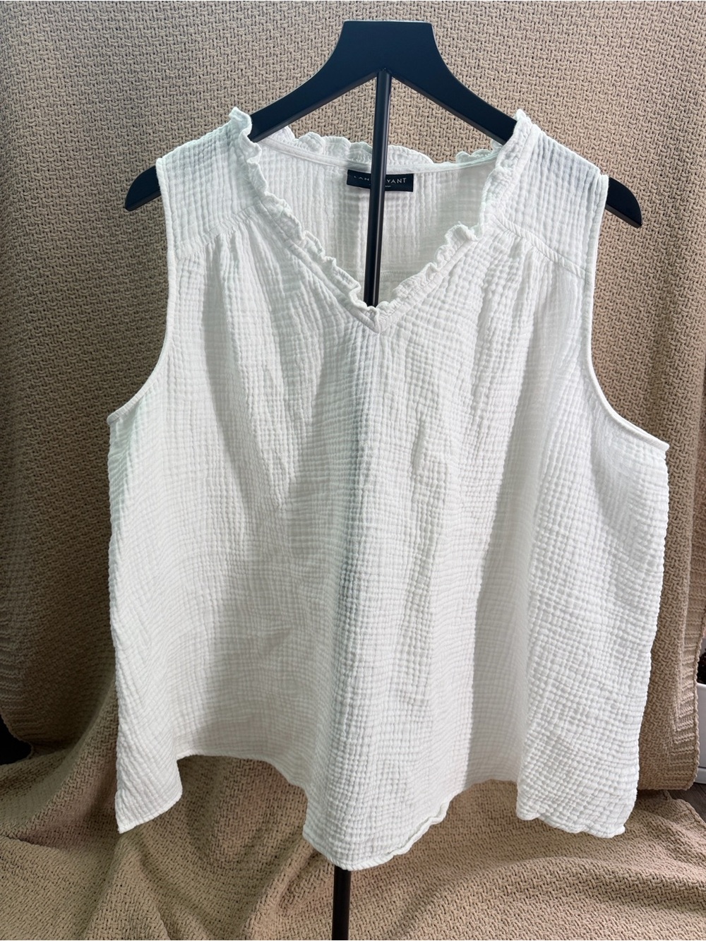Lane Bryant White Ruffle V-Neck Sleeveless Camisole